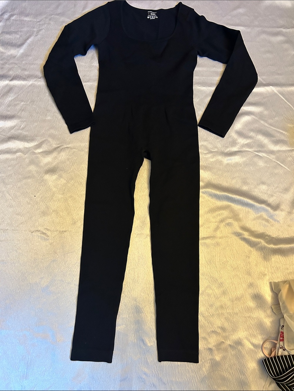 Women's Black Long-Sleeve Bodysuit Jumpsuit large